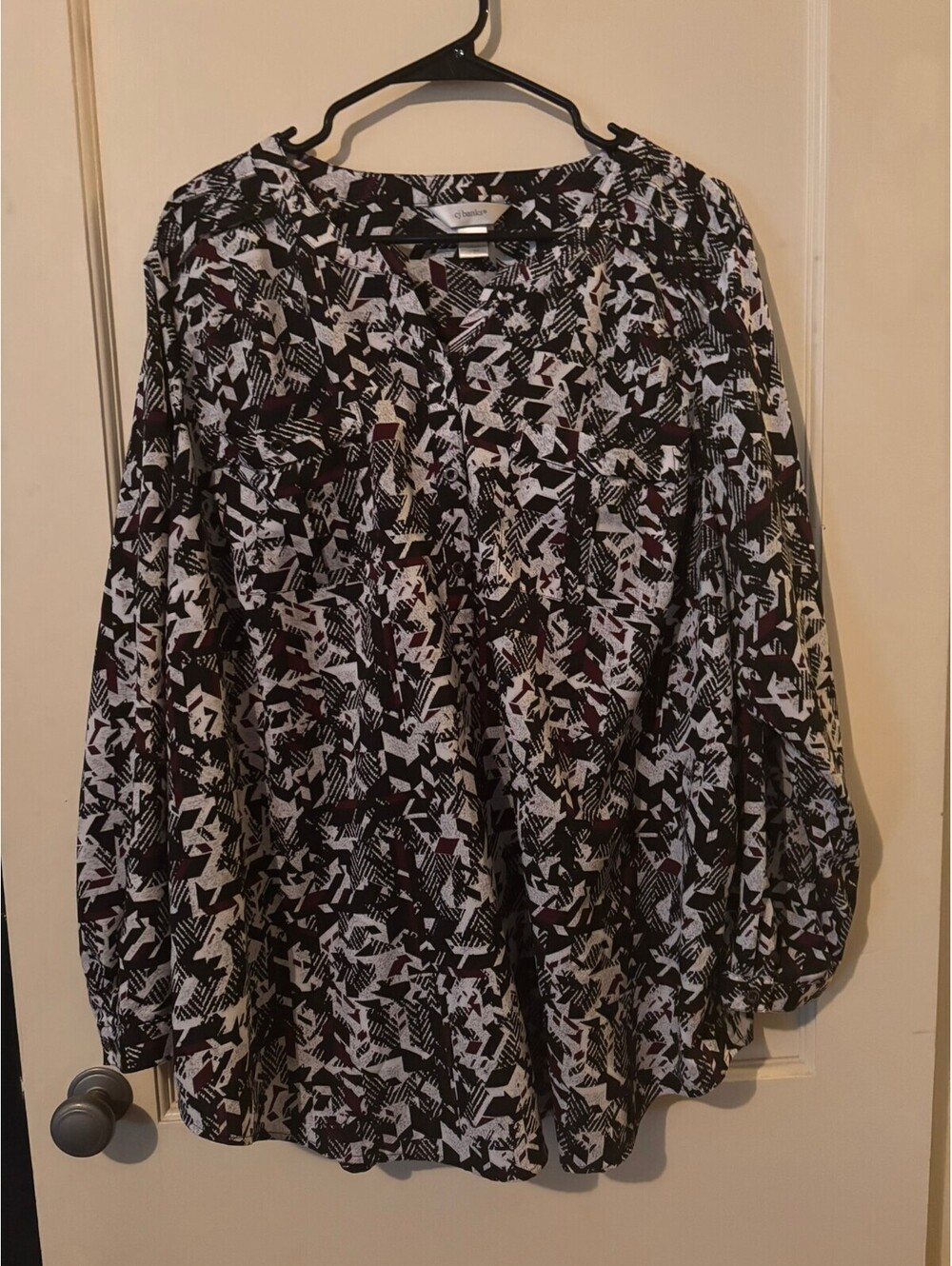 CJ Banks Women's 2X Long Sleeve Abstract Print Blouse
